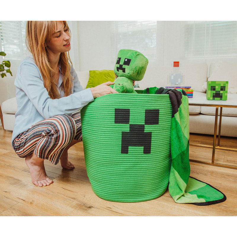 Ukonic Minecraft Green Creeper Woven Cotton Rope Hamper Storage Basket Wayfair